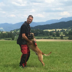 Stefan Mueller mit Friedel beim Fährten
